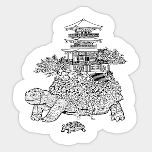 Minimalist temple turtle Sticker